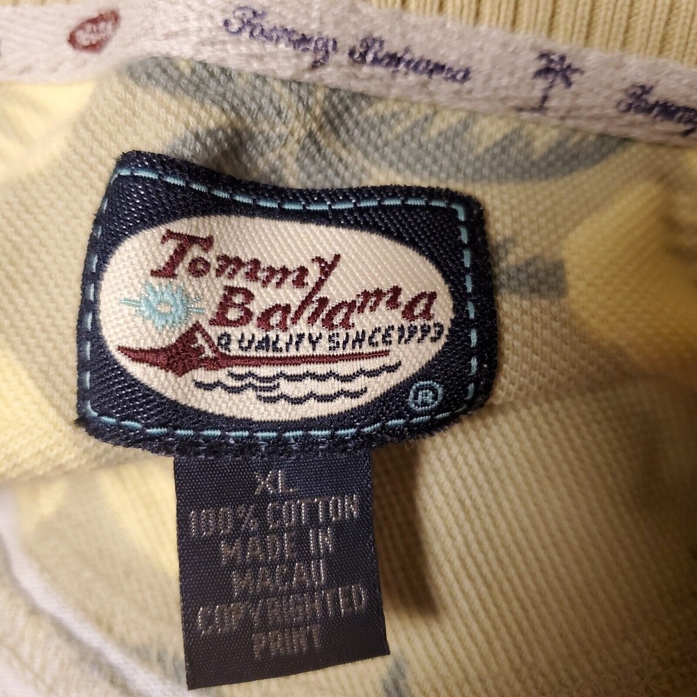 Tommy Bahama Polo Shirt Mens Yellow Floral Short Sleeve 100%‎ Cotton Size XL - Picture 4 of 8